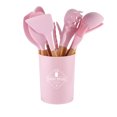 thumbnail image 1 of Set Kitchenware Kit Silicone Cookware Set Wood Handle Non Stick  with Container, 1 of 5