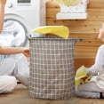 thumbnail image 5 of Patterned Linen Laundry Hamper Large Open Top for Bedroom or Bathroom - Breathable Durable -Linen Blend with Stylish Print and Easy, 5 of 5