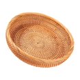 thumbnail image 2 of pitrice Osier Tissé Rond Casse-Croûte Fruit Bol Rotin Nourriture Plateau Organisateur 25x5cm, 2 of 9