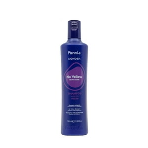 Fanola Wonder No Yellow Shampoo | Colour Depositing Vegan Purple Shampoo for Blonde, Silver, Gray, and Highlighted Hair | Remove Yellow Tones from Bleached Hair (350 mL)