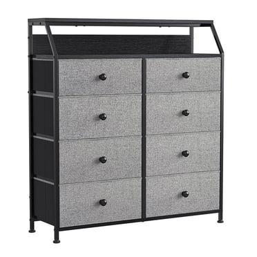 REAHOME 8 Drawer Wood Top Storage Dresser w/2 Drawer Organizers, Light Grey