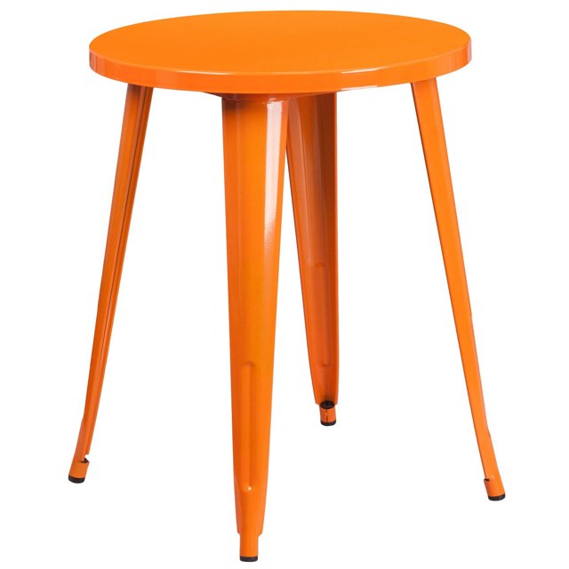 24'' Round Black Metal Indoor-Outdoor Table