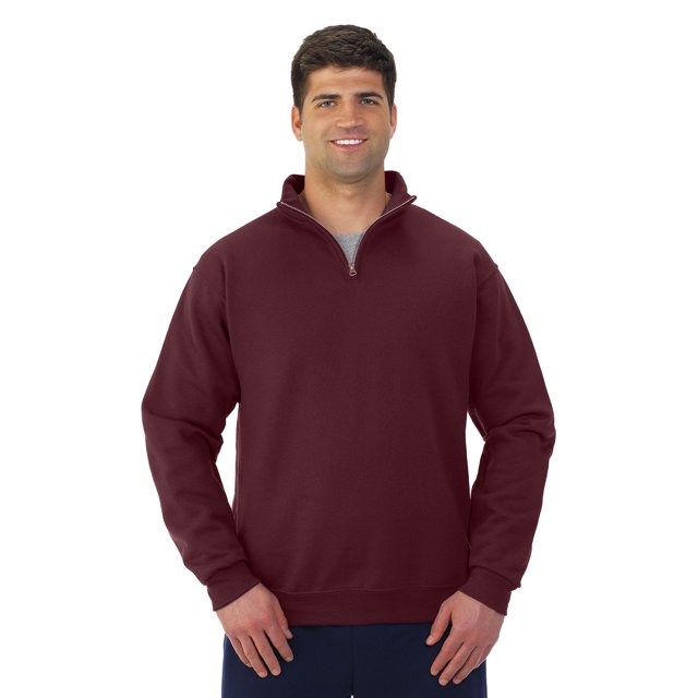 Jerzees Mens NuBlend Quarter Zip Cadet Collar Sweatshirt, M, Maroon