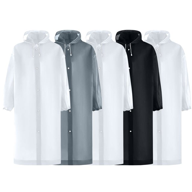 Weiqiqre Manteau de Pluie pour Femmes avec Capuchon Ponchos de Pluie pour Adultes Imperméable Portable Réutilisable Lot de 5 avec Capuchon à Cordon Restez au Sec avec Style