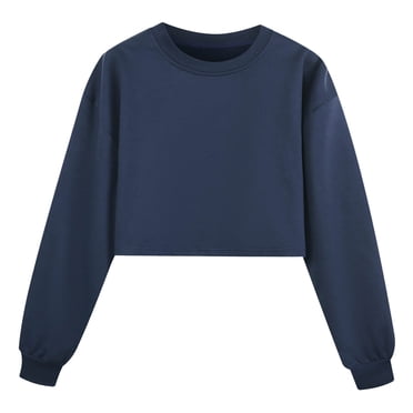 MEZZALL Enfants Garçons Filles Enfant Chandail de Sport à Manches Longues Uni Chandail à Enfiler Hauts Élégant Tout-Petit Tenue Quotidienne, Marine, 4-5 Ans