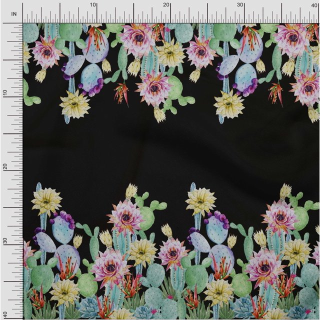 oneOone Polyester Lycra Tissu Imprimé Floral & Panneau de Cactus par Yard 56 Pouces de Large