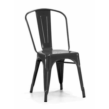 Plata Décor Import Inc Tolix Armless Chair in Black for Dining Rooms, Kitchens, Cafés, Restaurants, Patios & Event Space