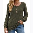 thumbnail image 4 of Besolor 2024 Chandails de Mode pour Femmes à Manches Longues Col Ras du Cou Décontractés Amples en Tricot Côtelé Chandails à Enfiler Hauts Vert Armée, 4 of 7