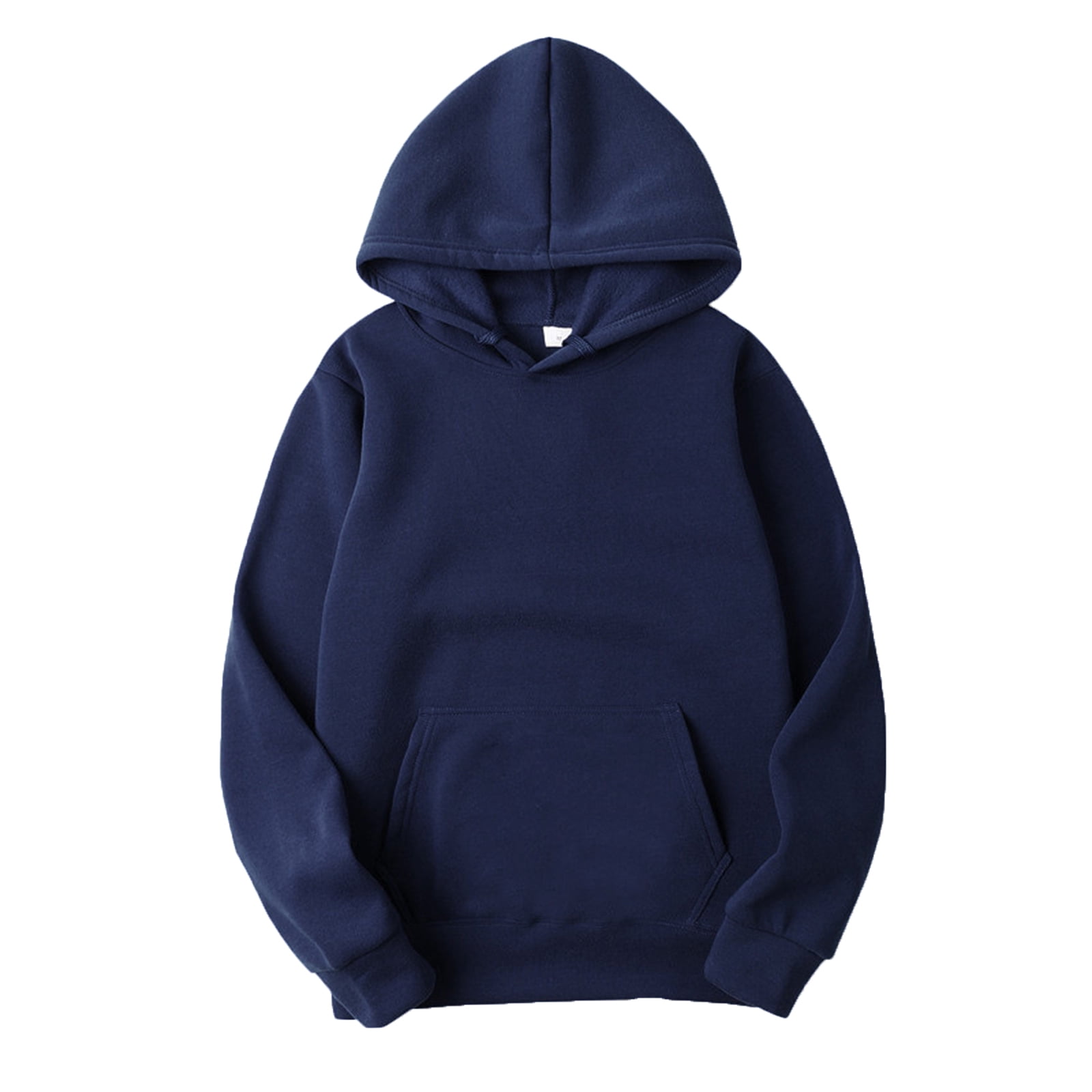 Yeahdor Men's Basic Long Sleeve Drawstring Hoodie Sweatshirt Casual Solid Color Pullover Tops Navy Blue M