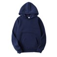 thumbnail image 1 of Yeahdor Men's Basic Long Sleeve Drawstring Hoodie Sweatshirt Casual Solid Color Pullover Tops Navy Blue S, 1 of 3