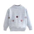 thumbnail image 2 of Tranfacy Chandails en Tricot pour Filles Tendance 3-12 Ans Chandail à Fleurs Manches Longues Col Rond Hauts en Tricot Mode Décontractée, 2 of 3