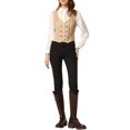 thumbnail image 2 of INSPIRE CHIC Women's Plaid Double Breasted Versatile Racerback Suit Vests Khaki L, 2 of 6
