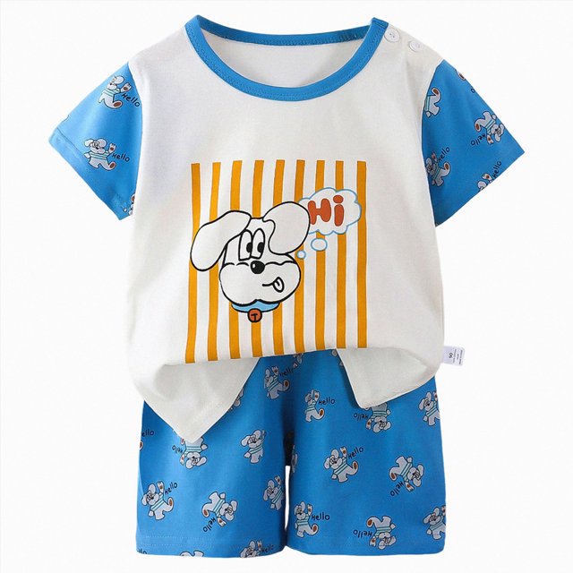 COMVALUE Pyjama 2 Pcs pour Tout-Petits Garçons, Haut à Manches Courtes Ajusté et Short (Blanc, 5-6 Ans)