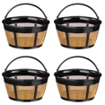 thumbnail image 1 of 4x Filtre à Café Réutilisable, Filtres à Café pour Panier Filtre à Café de Remplacement pour 8-12 Tasses avec Fond en Maille d'Acier Inoxydable, 4 x Filtre à Café, Noir, 1 of 7
