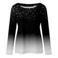 thumbnail image 5 of IROINID Offres Dames Manches Longues T-Shirts Décontractés Imprimé Col Rond T-Shirt Ample Blouse d'Automne Chandail, Noir, 5 of 5