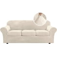 thumbnail image 1 of Modern Velvet Plush 4 Piece High Stretch Sofa Slipcover Furniture Protector Form Fit Luxury Thick Sofa Cover, Machine Washable, 1 of 6