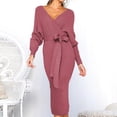 thumbnail image 1 of QIPOPIQ Robes pour Femmes pour Invitée de Mariage Fête Manches Courtes Nouvelle Robe d'Automne et d'Hiver d'Été Aguichant à Col en V à Nouer Robes à Manches Longues Offres 2023, 1 of 8
