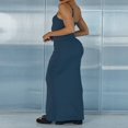thumbnail image 3 of Robe de Soirée Ajustée Sans Manches Dos Ouvert Couleur Unie pour Femmes, 3 of 5