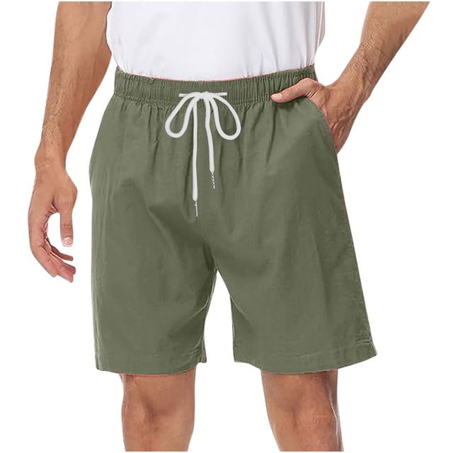 Plebaso Summer Men's Casual Shorts Drawstring Lightweight Shorts Plain Elastic Waist Short Pants for Men