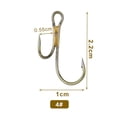 thumbnail image 2 of Bgsha 20pcs Double Fishing Hook High Steel Golden Barbed Hook Zander Fishhooks, 2 of 7