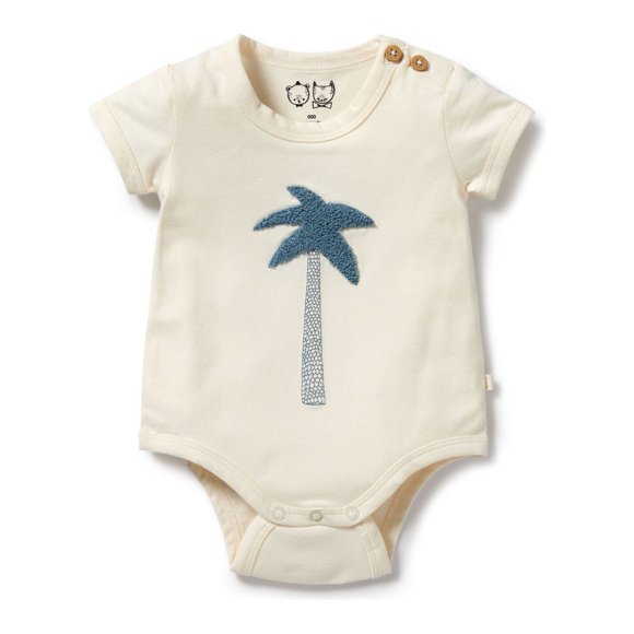 Wilson+Frenchy Organic Cotton Bodysuit - Palm (0-3 Months, 4-6 kg)
