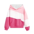 thumbnail image 1 of 2025 Garçon et Fille Unisexe Enfants Chandail à Capuche à Blocs de Couleur avec Poche Rose Vif, 1 of 3
