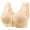 thumbnail image 4 of Cameland 3 Pack Bra for Women Bra for Seniors Front Closure Bras Wire-Free Front Button Closure Comfortable Bra, 4 of 7
