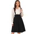thumbnail image 1 of Unique Bargains Jupe Midi Plissée à Bretelles Rétro pour Femme à Taille Élastique avec Bretelles, 1 of 6