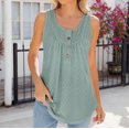 thumbnail image 4 of Timegard Womens Tank Tops Round Neck Button Ruched Eyelet Sleeveless Top Casual Tunic Top for Leggings, 4 of 4