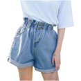 thumbnail image 1 of DPTALR Femmes Taille Haute Bourgeon Taille Élastique legging Grand Jean Uni Shorts Pantalons, 1 of 9