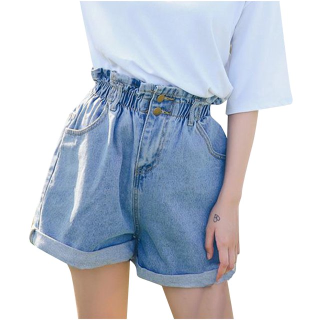 DPTALR Femmes Taille Haute Bourgeon Taille Élastique legging Grand Jean Uni Shorts Pantalons
