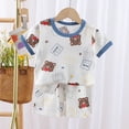 thumbnail image 2 of BOBOGOJP Pyjama 2 Doux à Manches Courtes Ensemble de Pyjama d'Été Extensible Court Vêtement de Nuit Grand (Marine, 2-3 Ans), 2 of 6