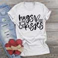 thumbnail image 2 of RKSTN Hauts pour Femmes Saint-Valentin Cœur d'Amour Lettres Imprimées Mode Blouse Confortable Hauts Tempérament Couleur Unie Col Rond Manches Courtes Hauts, 2 of 5