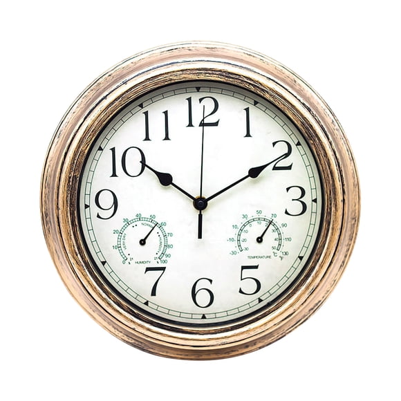 CEHVOM Outdoor Garden Retro Clock Waterproof Temperature Measurement Hygrometer 12 Inches Clearance