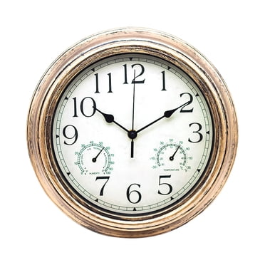 CEHVOM Outdoor Garden Retro Clock Waterproof Temperature Measurement Hygrometer 12 Inches Clearance