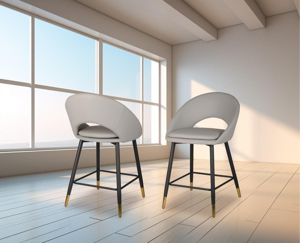 Tabouret de Bar Valentina, Ensemble de 2, Gris