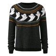 thumbnail image 4 of 2025 Femmes Automne Hiver Rétrofit Chandail pour Hommes Décontracté Mode Col Rond Chandails pour Femmes Grande Taille Motif Couleur Chandail Tricoté Chandail pour Femmes Chandails à Enfiler Manches Courtes Chandail pour Femmes, 4 of 6