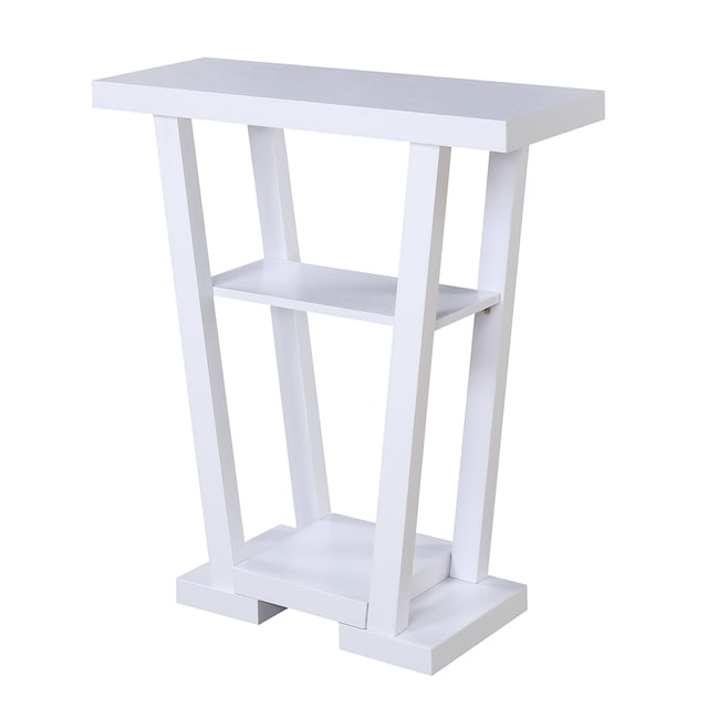Pemberly Row Table Console Contemporaine en V, Fini Bois Blanc