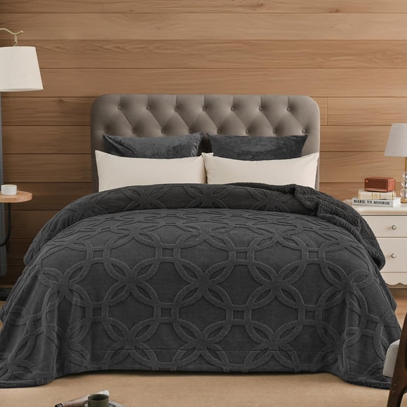 PHF Couverture en Molleton Sherpa Douce Format Grand pour Lit, Couverture en Molleton 510 G/m2 Légère Mais Chaude, Ne Perd Pas Ses Fibres et Ne Bouloche Pas, 90 Pouces x 90 Pouces, Tuf