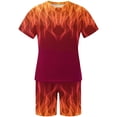 thumbnail image 3 of Men Print Short Sleeves Casual Beach Short Sleeve Round-Neck Blouses & Sets, 3 of 5