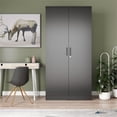 thumbnail image 2 of Pemberly Row Armoire Garde-Robe Moderne en Bois à Deux Portes, Noire, 2 of 10