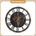 thumbnail image 3 of Costway Large Wall Clock, 27” Gear Clock with World Map, Non-Ticking Decorative Metal Clock, 3 of 10