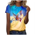 thumbnail image 2 of SMihono Hauts pour Femmes Été Chic Décontracté Mode Féminine Imprimé Col Rond Ample Manches Courtes T-shirt Chandail Hauts Blouse T-shirt Oversize pour Femmes 2023, 2 of 6