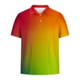 thumbnail image 4 of QATAINLAV Men's Casual Polos Shirt Fashion Gradient Color Print Short Sleeve Golf Shirts Summer Button Laple Work Tees Tops Multicolor L Clearance, 4 of 6