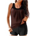 thumbnail image 1 of RKSTN Tankini Swimsuits for Women Summer Fashion Solid ColorConservative Two Piece Set Bathing Suits with Boyshorts Loose Plus Size Round Neck Sleeveless Pleated Swimsuits, 1 of 5