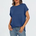 thumbnail image 4 of Binmer T-Shirt à Manches Courtes Décontracté pour Femme, Couleur Unie, Col Rond, 4 of 9