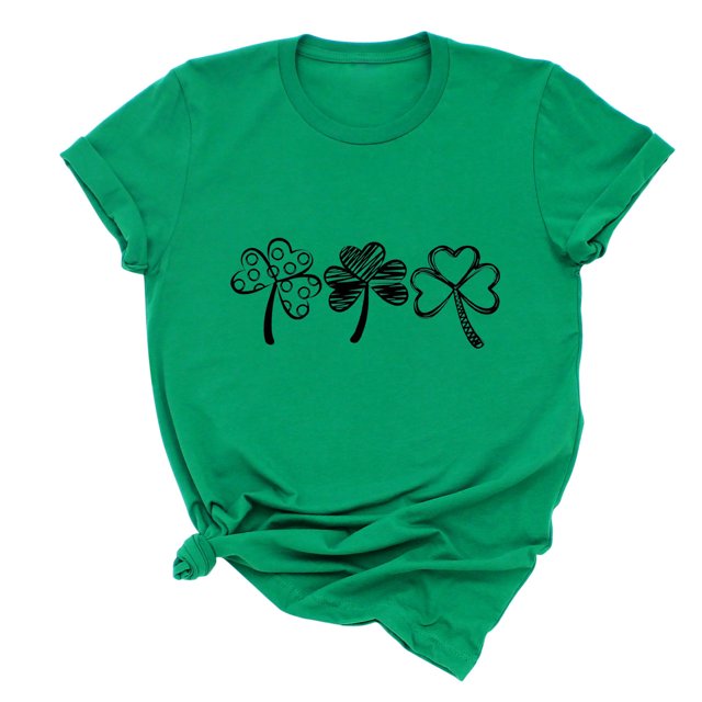 Birdeem T-Shirt Décontracté pour Femmes à Imprimé de la Saint-Patrick, Chandail à Manches Courtes, Hauts, Chemise