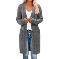 thumbnail image 1 of Womens Long Sleeve Cable Knit Long Cardigan Open Front Button Sweater Outerwear, 1 of 5