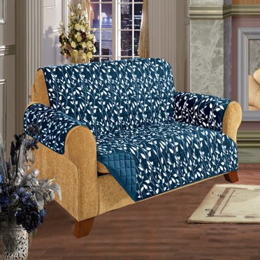 2024 Reversible Cover Furniture Protector Anti-Slip Water Resistant 2 inch Wide Elastic Loveseat Size  Black