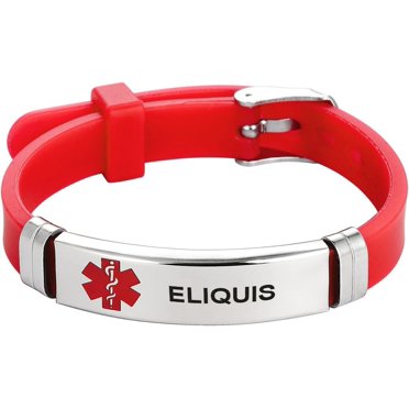 HSHDLDF Bracelet d'Alerte Médicale Rouge pour Femmes en Acier Inoxydable pour Premiers Soins d'Urgence Alerte Santé Bracelet en Silicone Bracelets Ajustables